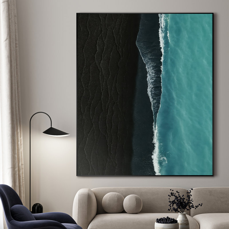 Très grande reproduction d'art sur toile - Paysage côtier de Ocean Beach, H 60 po x l 46 po