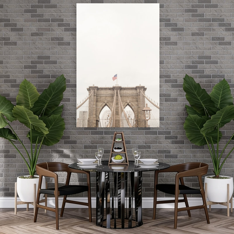 " Brooklyn Bridge American Flag Abstract Contemporary Architecture City Wall Art Print " by Talitha McQueen