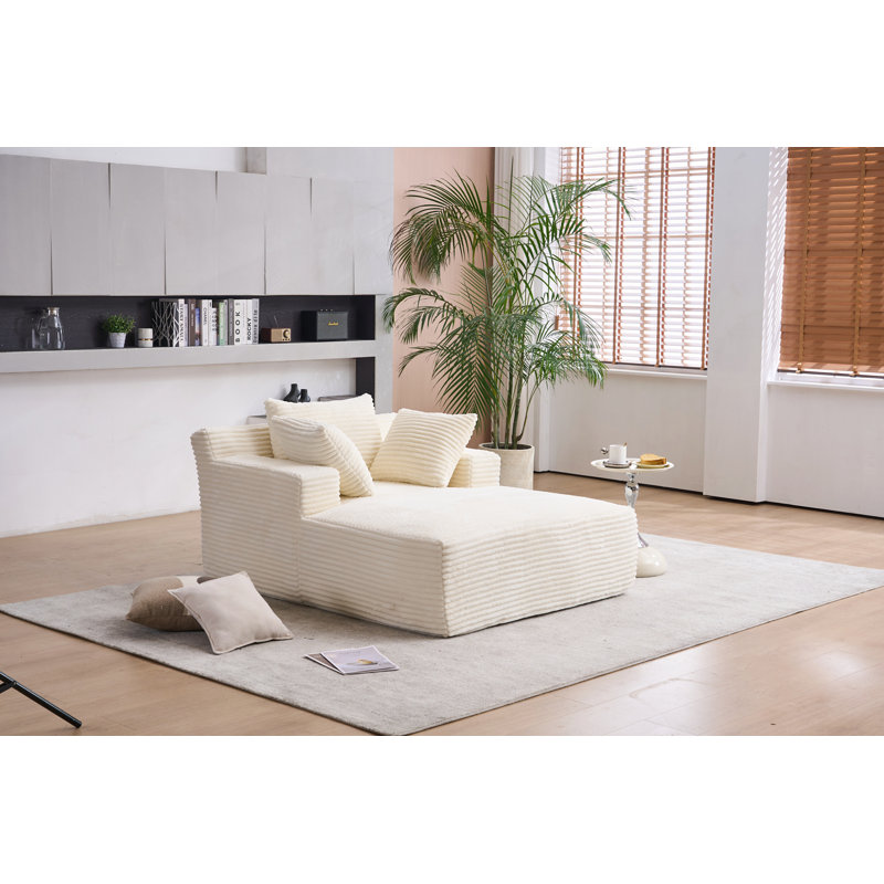 Canapé-lit moderne rembourré à assise profonde en velours côtelé, Beige