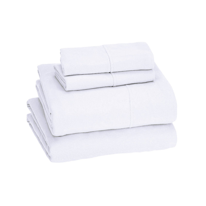 Jersey Knit Queen Size Sheets 4pc|100% T-Shirt Cotton Breathable Jersey Sheets Set| All Season , White, White, Queen