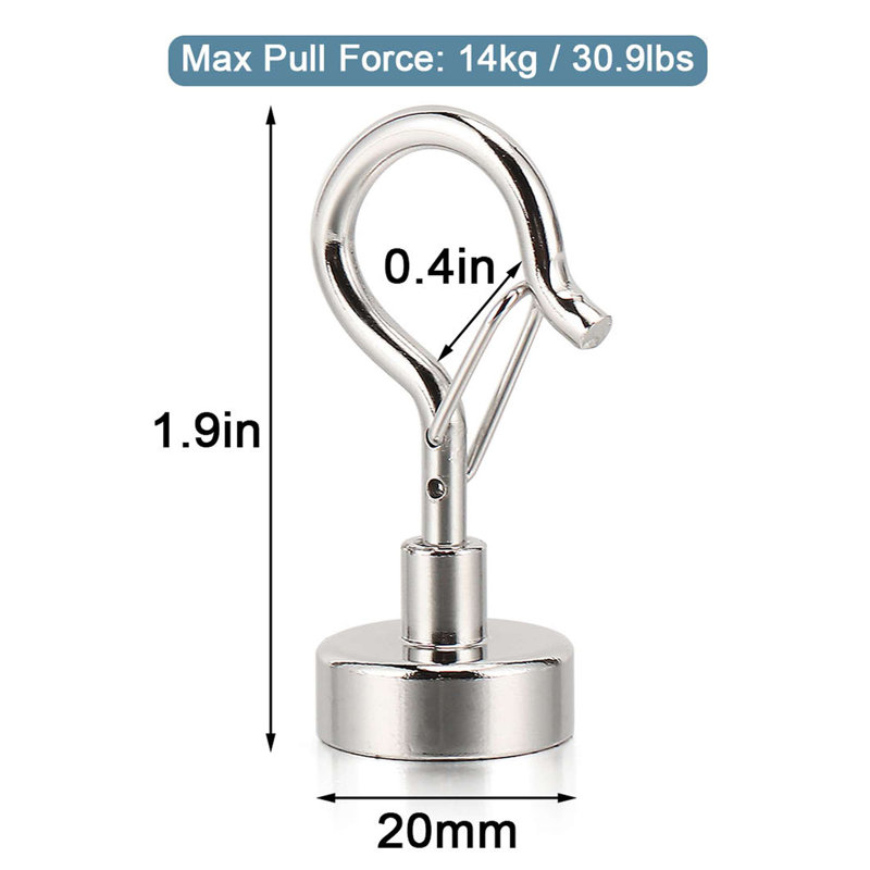 Strong Magnetic Hooks 5 Pack Heavy Duty Magnetic Hanging Hooks for Refrigerator Grill Kitchen Office, 30.9lbs