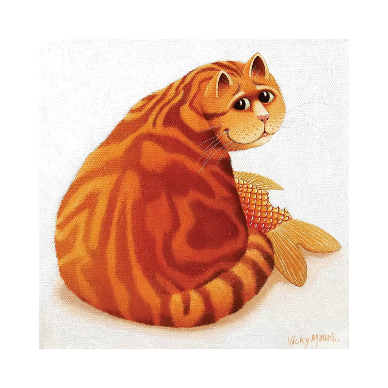 Koi Cat 1 Piece Wrapped Canvas Painting, 66.04 cm H x 66.04 cm W x 3.175 cm D