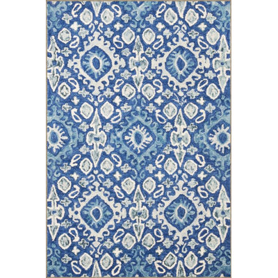White Blue Round Diamond Decorative Washable Carpet