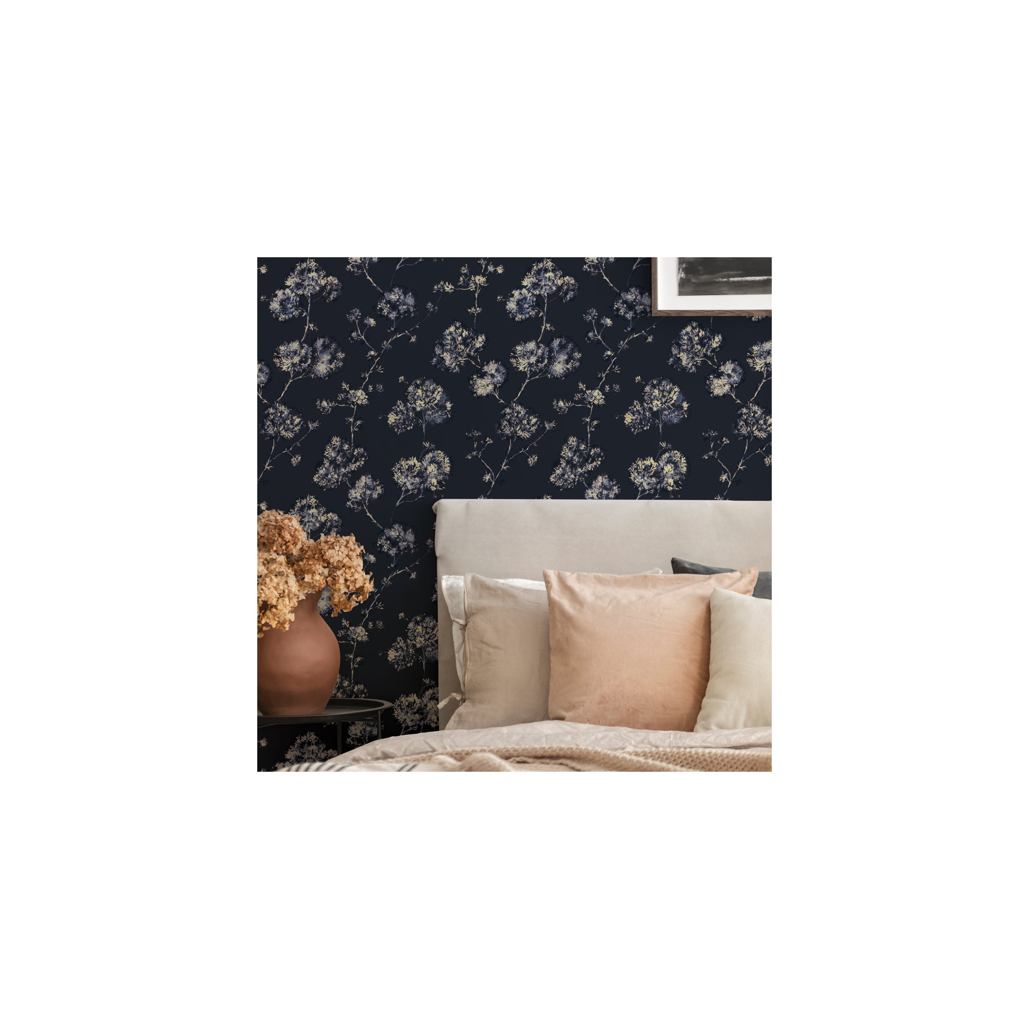 Sun-Bleached Floral Peel and Stick Wallpaper, Midnight