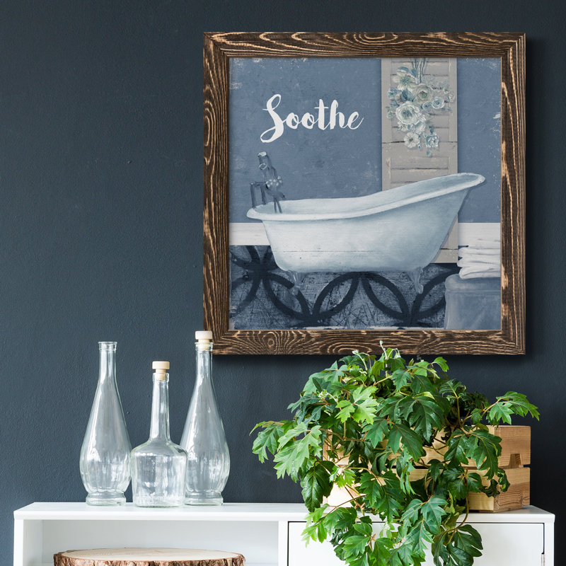 Soothe - Peinture sur toile encadrée, H 17 po x l 17 po x P 1,5 po, Toile avec cadre noyer patiné