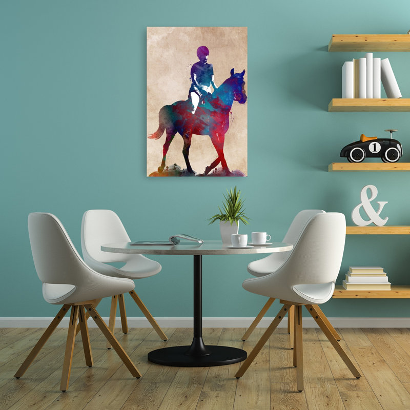 Aquarelle dynamique, art mural cheval contemporain, 36" H x 24" W