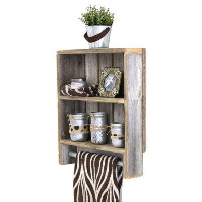 Merlene 2 Piece Solid Wood Tiered Shelf with Towel Bar