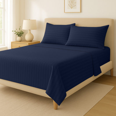 Ensemble de draps 100% coton American Home (simple TG, bleu marine)