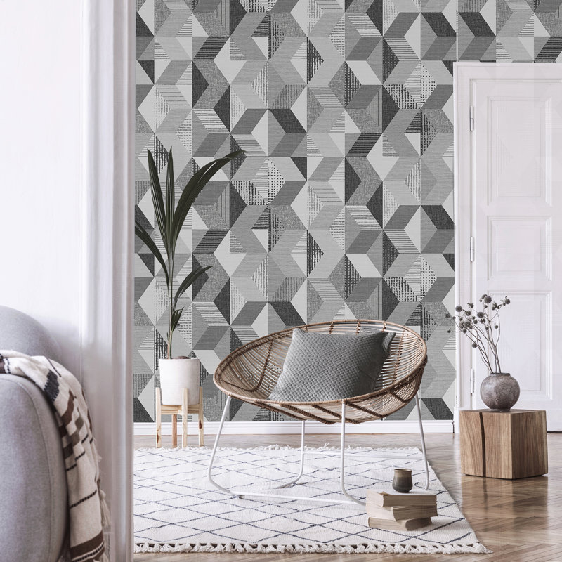 Kahmari Geometric Vinyl Peel & Stick Wallpaper Double Roll