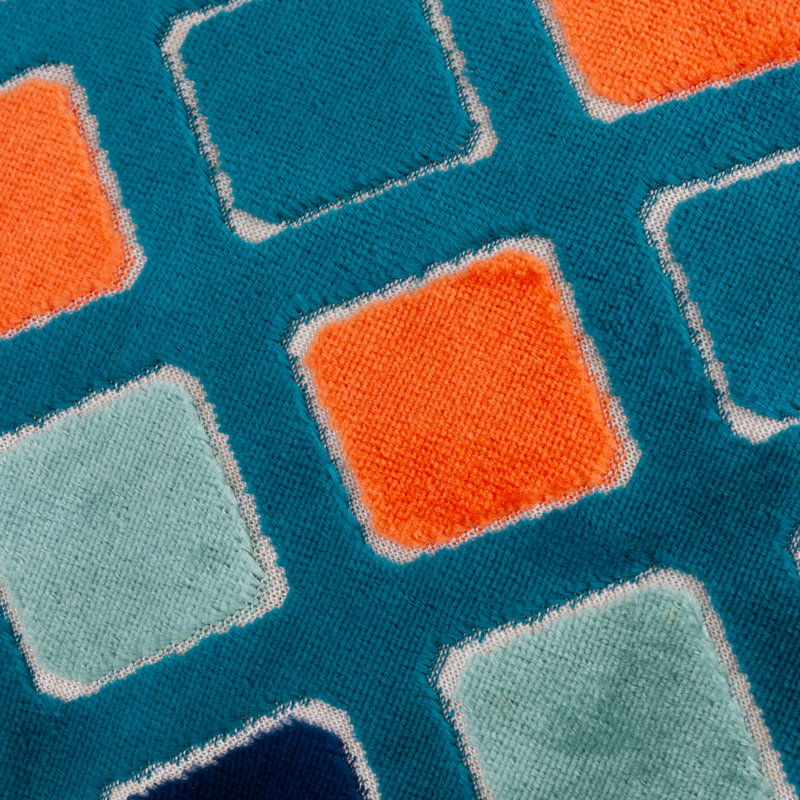Metro Diamond Geometric Rectangular Cushion Cover, Blue/Pink/Orange