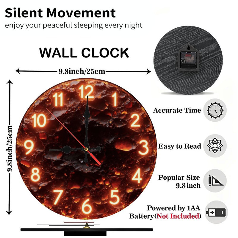 Horloge lumineuse sur la lave