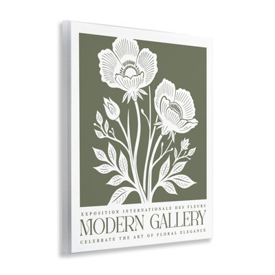 "Olive Green Floral Gallery", art mural par lettré et doublé