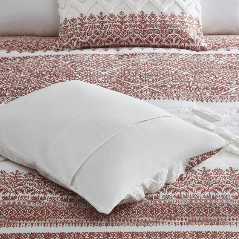 Mila Cotton Duvet Cover Set with Chenille Tufting, King/Cal. King Duvet Cover + 2 King Shams, Gray