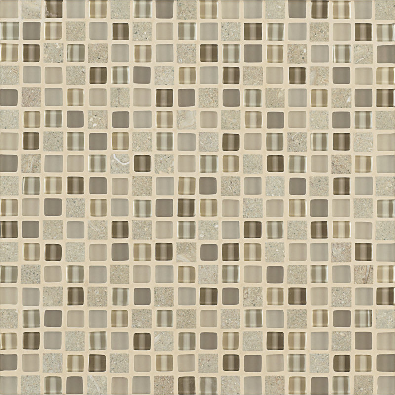 Viva Linda 0.5'' W x 0.5'' L Glass & Stone Tile Mosaic Sheet, Taupe blend