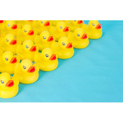 Many Rows of Yellow Rubber Ducks by Diane Labombarbe