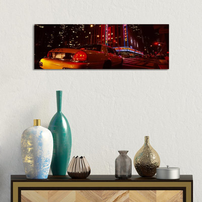 Car On A Road - Wrapped Canvas Panoramic Print