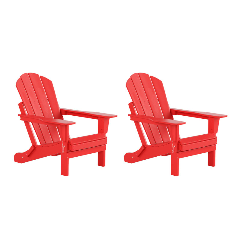 Laguna Foldable Outdoor Adirondack Set, Red