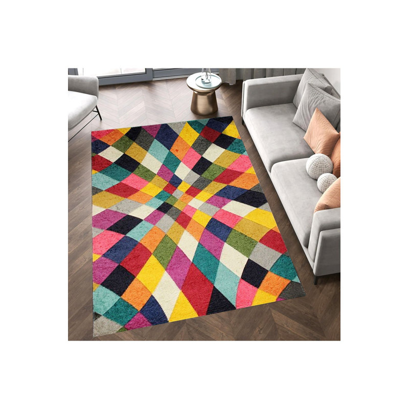Northern Collection Multicolor Shapes Woven Base Decorative Rug, Runner 2'6" x 6'7" Rug Pad Included