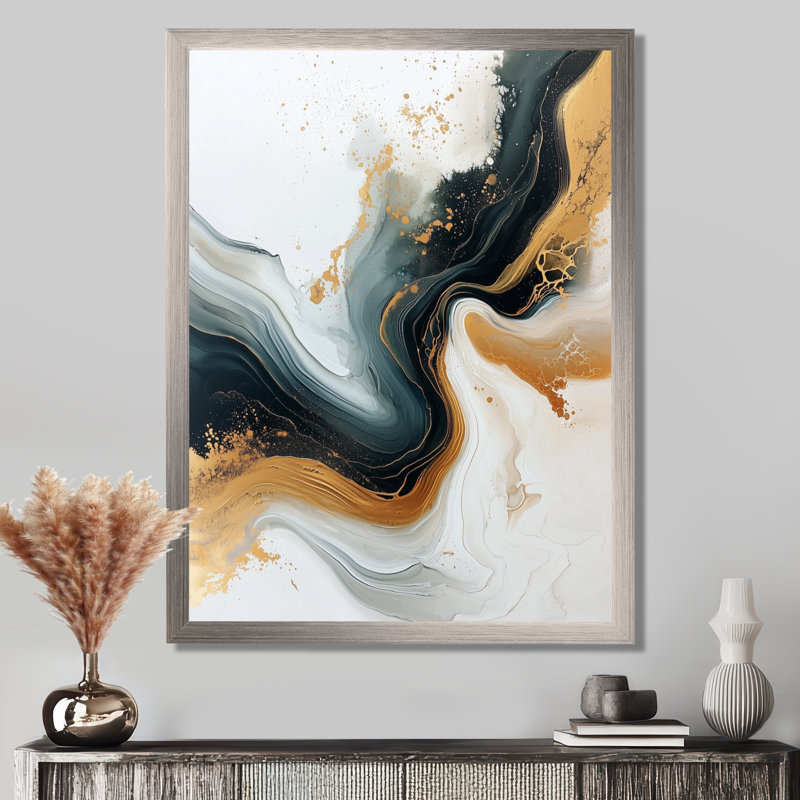 Nymir - Abstract Wall Art Prints, Silver, 40" H x 30" W, Single Picture Framed Print