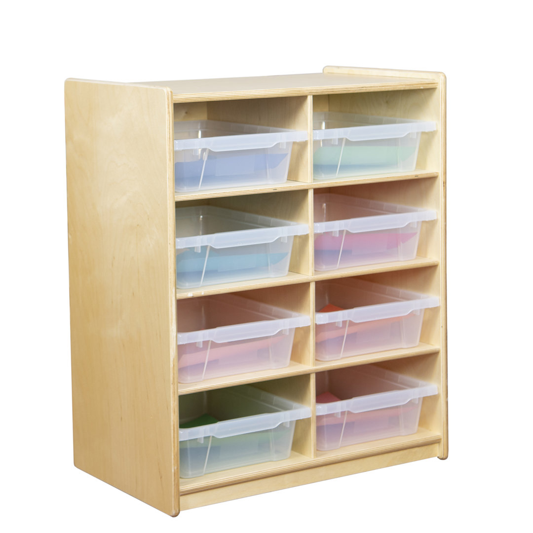 (8) Cubby Letter Tray Storage Unit w/Translucent Trays Wood Designs Bin