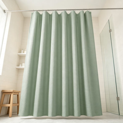 Rideau de douche en tissu texturé gaufré pour salle de bain, rideau de douche en tissu hydrofuge avec boutonnières renforcées, luxueux style spa hôtelier, lavable à la machine