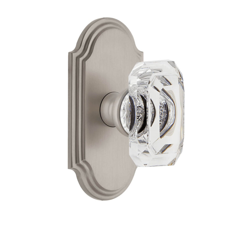 Double porte plaque en cristal Grandeur, Nickel satiné