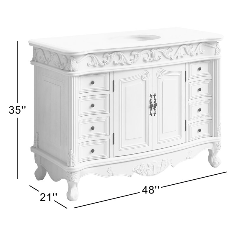Ensemble de meuble-lavabo simple 48 po Aurillac, Brun clair, Blanc pur