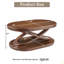 Table basse ovale en bois avec base en forme de X, table basse avec rangement ouvert, table de centre de canapé