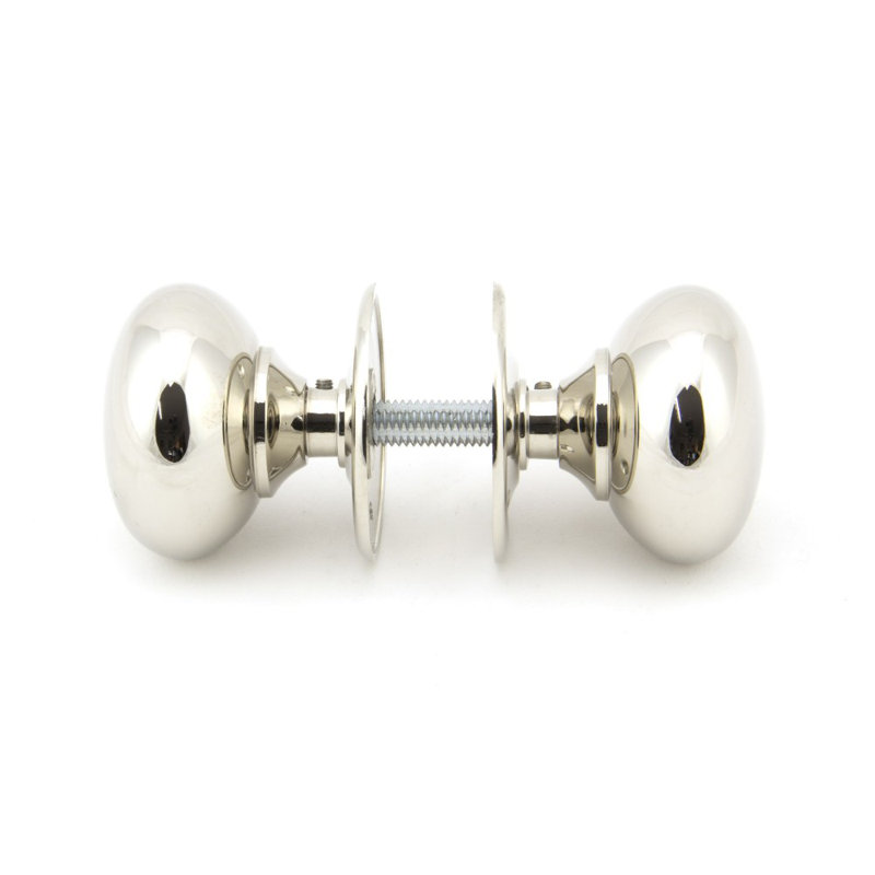 57mm Mushroom Mortice/Rim Knob Set, Polished Nickel