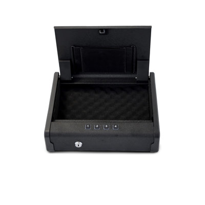 Portable Steel Quick Access Safe - Matte Black, 10.95 In. Depth, 9.23 Width, 2.48 Height, 10.89 Lb Quick-access In Black Construction, 11