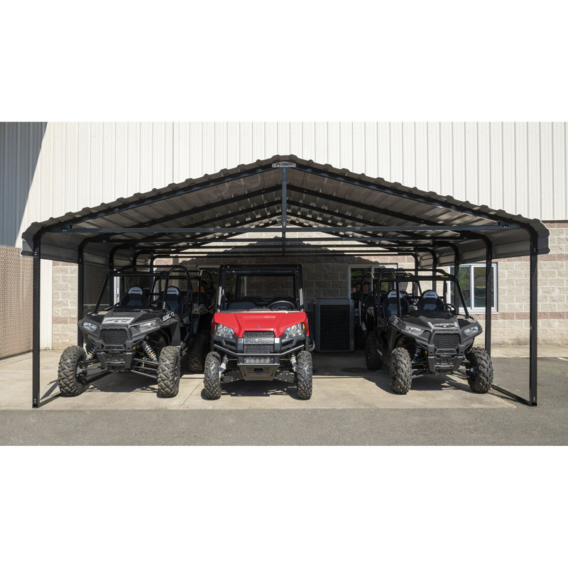 Galvanized Steel Carport, 20X20X7, Charcoal
