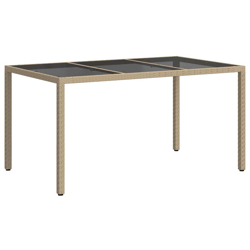 Outdoor Dining Table 90 cm D, 75cm H x 150cm W x 90cm D, Beige