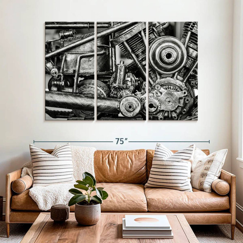 Mehar Old Motorcycle Engine, 42" H x 65" W
