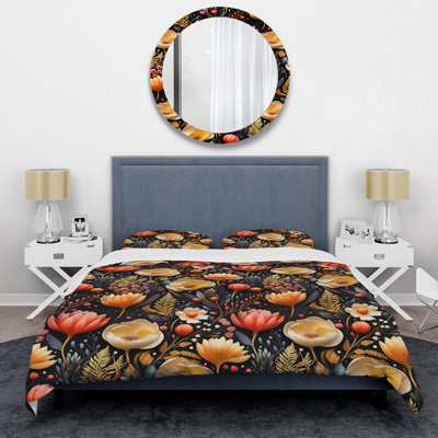 Ensemble de housse de couette multicolore à motif floral contemporain Fusion III