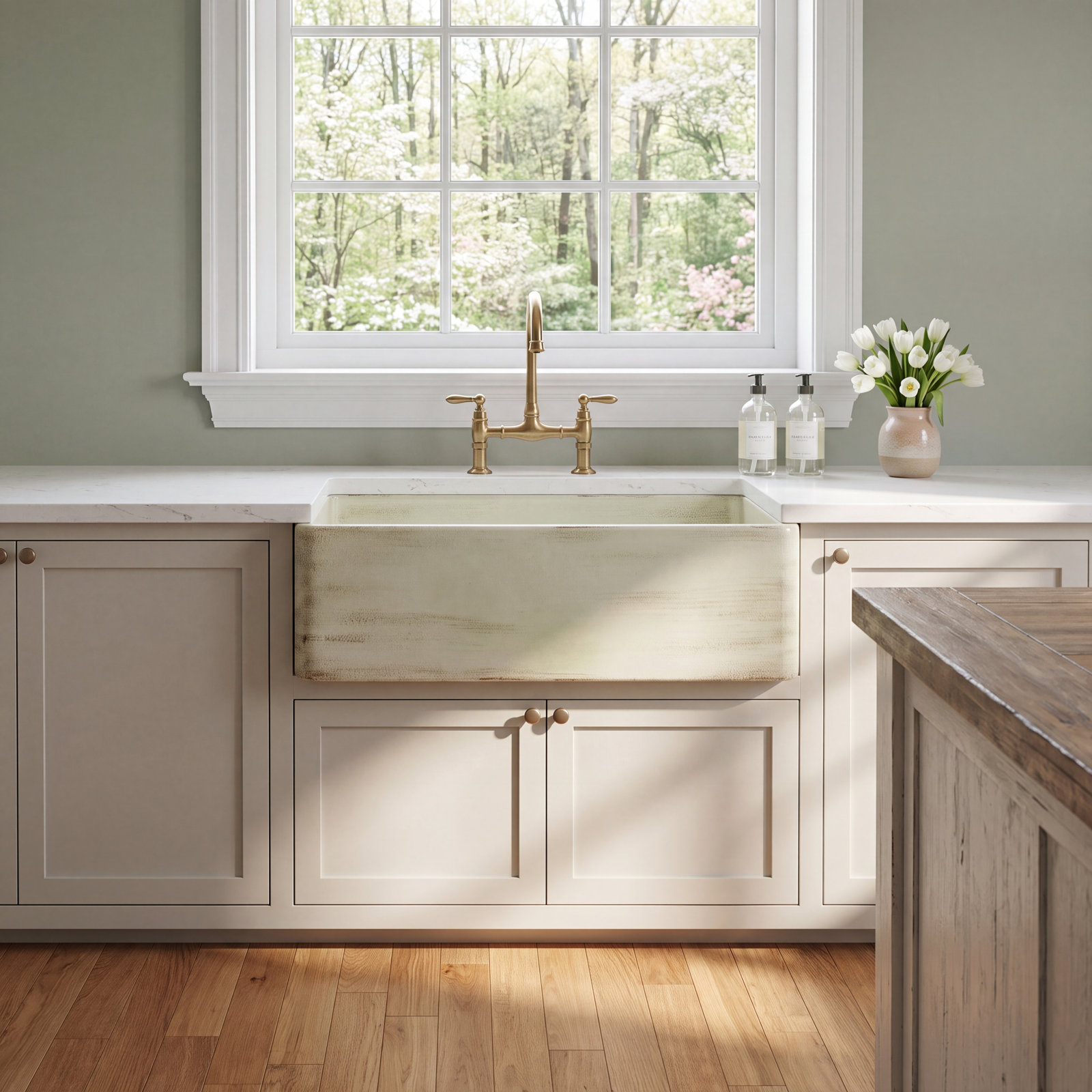 Vineyard 33" Apron Farmhouse Kitchen Sink, Shabby Green