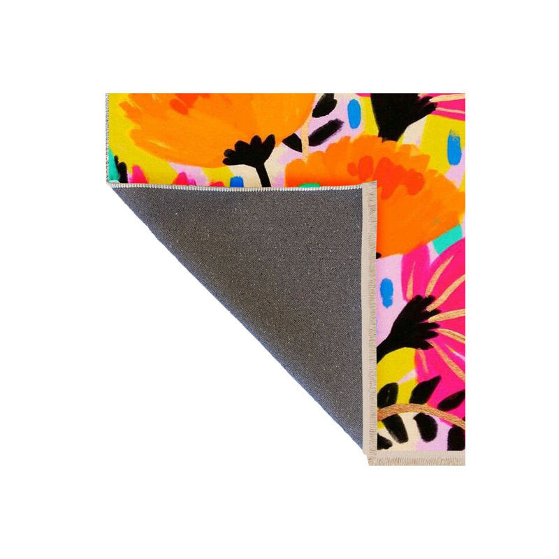 Tapis décoratif lavable à la machine multicolore, Sous-tapis rectangulaire de 3 pi 3 po x 4 pi 11 po