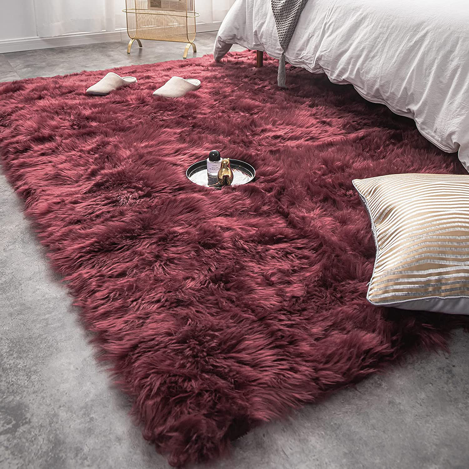 Red Animal Rug Everly Quinn Animal Print Rectangle 5' x 7' Area Rug in Wine Red | Wayfair