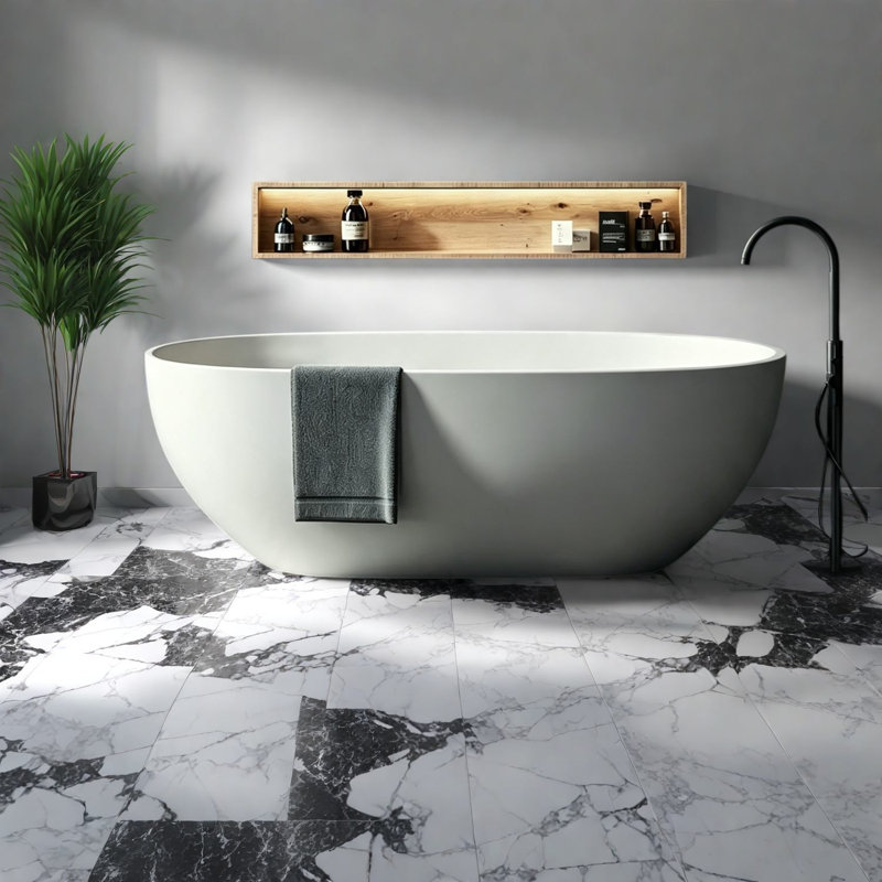 Baignoires et bains tourbillons Safe, baignoire de trempage moderne en résine de 59 pouces