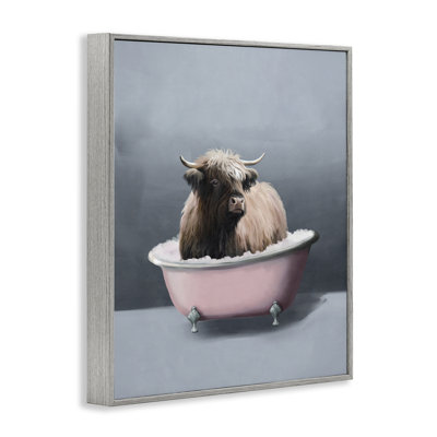  Buffalo dans une baignoire rose, estampe numérique encadrée par Svetlana Aleynikova