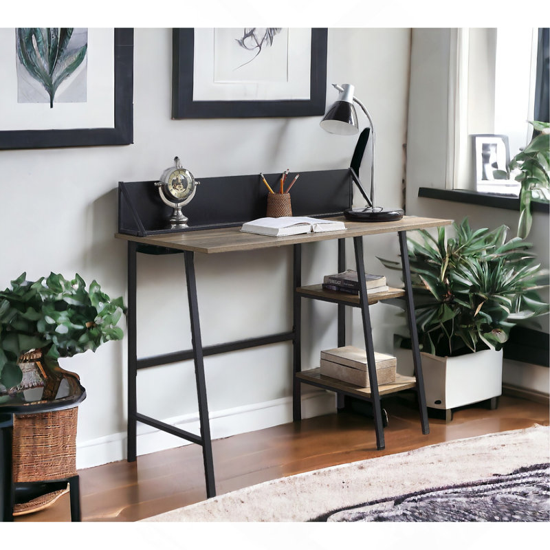 Flori Writing Desk, Black/Oak