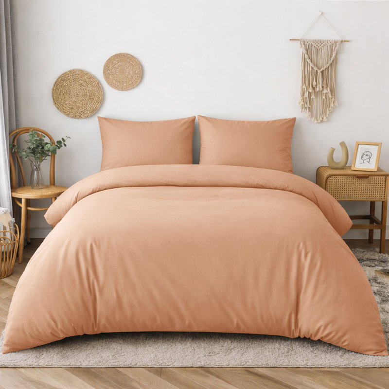 Microfiber Solid Colour Duvet Cover Set, Single Duvet Cover + 1 Pillowcase, Peach