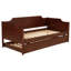 Lit de jour simple cerisier avec couchette coulissante, structure en bois de chameau classique