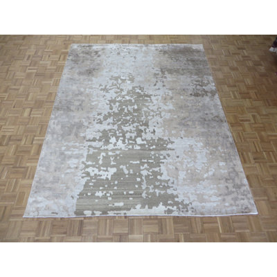 Tapis gris en laine et soie noué à la main Paris