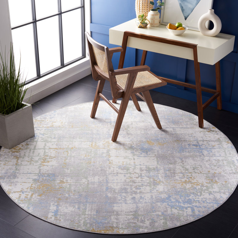 Bayside Performance Machine Washable Abstract Rug, Round 6'7"