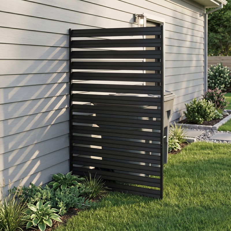 Écran d'intimité pour l'extérieur 60 "x 38" en métal (1 panneau), 1 panneau (H 60 po x l 38 po), Black