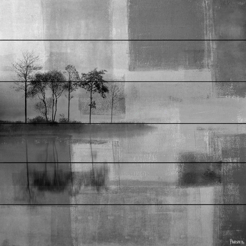 « grey landscape » par parvez taj,, reproduction d’art sur bois blanc, H 18 po x l 18 po x P 1,5 po