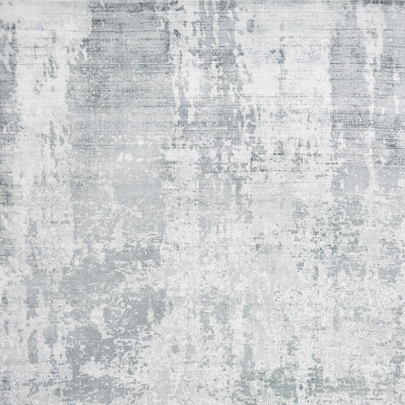 Tapis gris abstrait tissé à la main, Rectangle 9 pi x 13 pi
