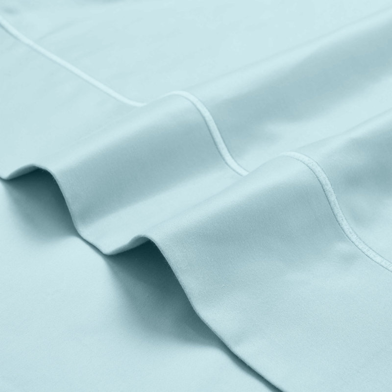 Traditional Egyptian Cotton Sateen Striped Pillowcase Set, King, Baby Blue