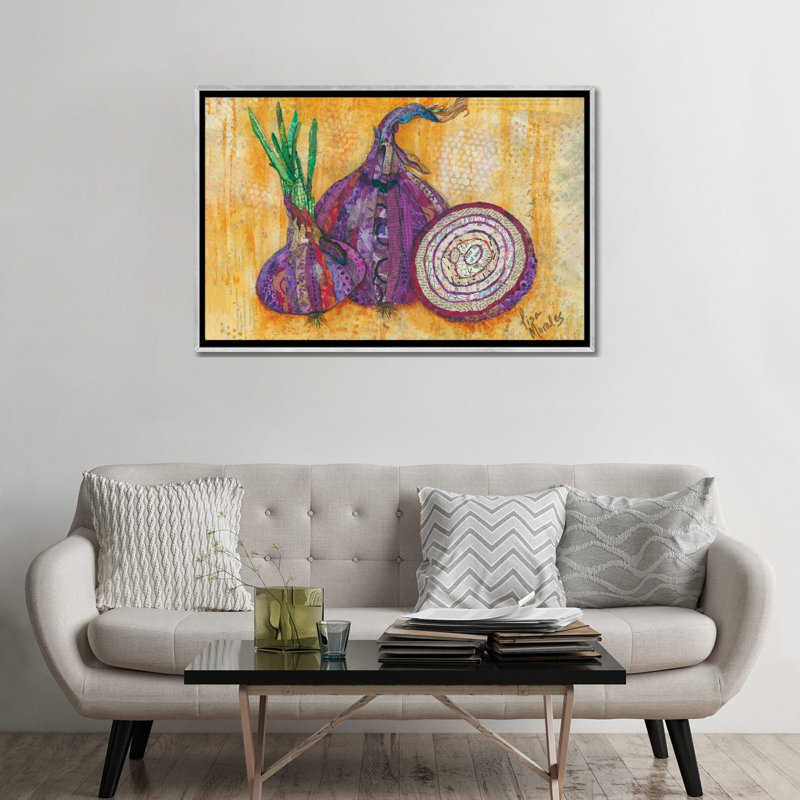 Oignon rouge - reproduction d'art murale - toile encadrée, 48" x 32", Framed Canvas, Silver