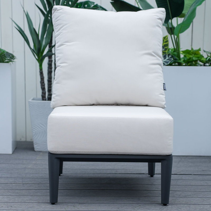 Fauteuil club d'extérieur en aluminium avec coussins
